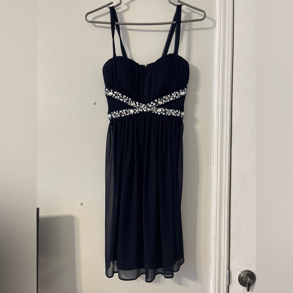 Trixxi Black Strapless Dress with Embellished Detail
